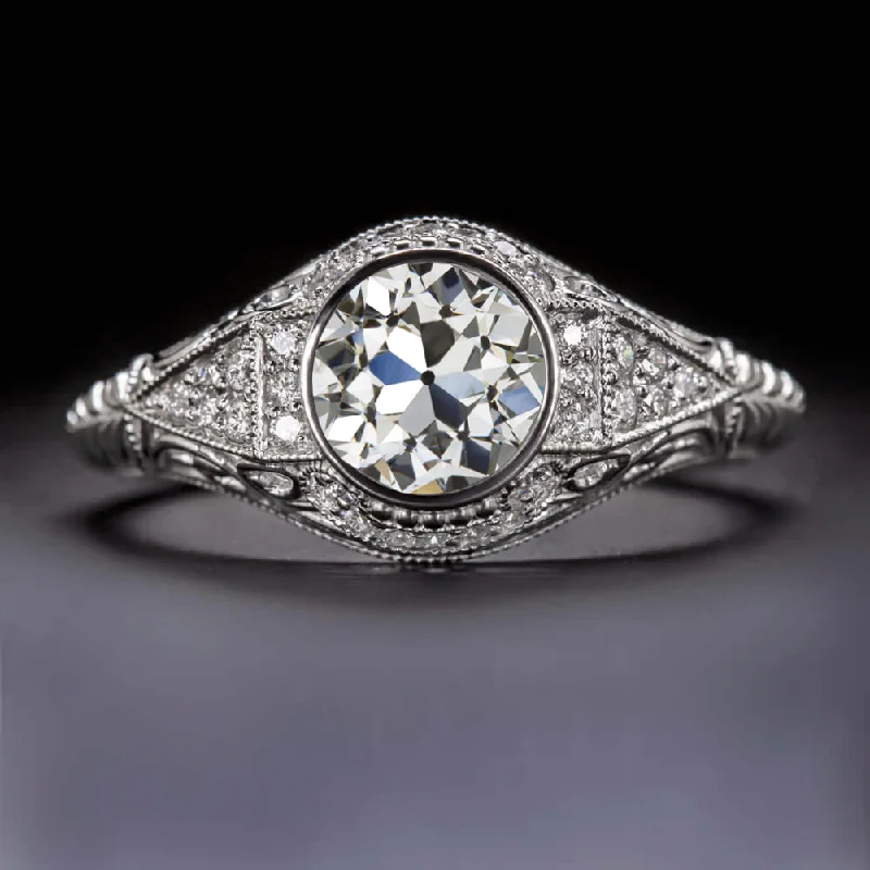 1 CARAT OLD EUROPEAN CUT DIAMOND ENGAGEMENT RING VINTAGE STYLE GIA CERTIFIED