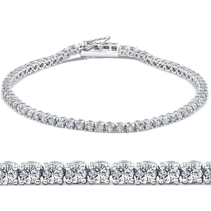 2 1/2ct VS Diamond Tennis Bracelet 18K White Gold 7" Double Lock Clasp