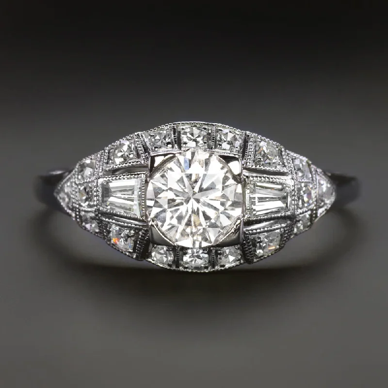 1.40ct VINTAGE DIAMOND ENGAGEMENT RING F-G SI PLATINUM COCKTAIL ROUND CUT RETRO