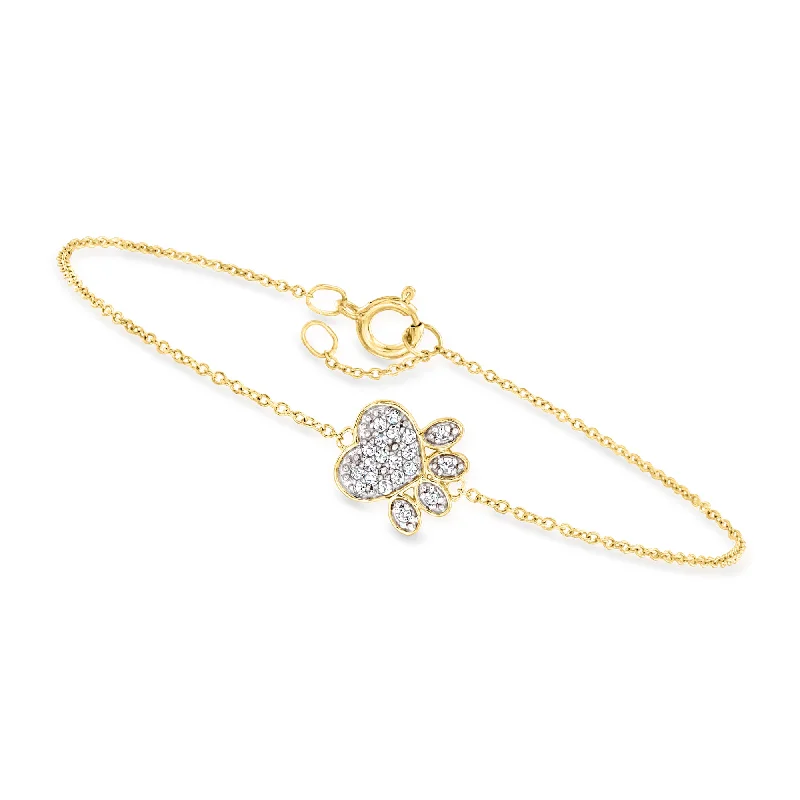 Canaria Diamond Paw Print Bracelet in 10kt Yellow Gold