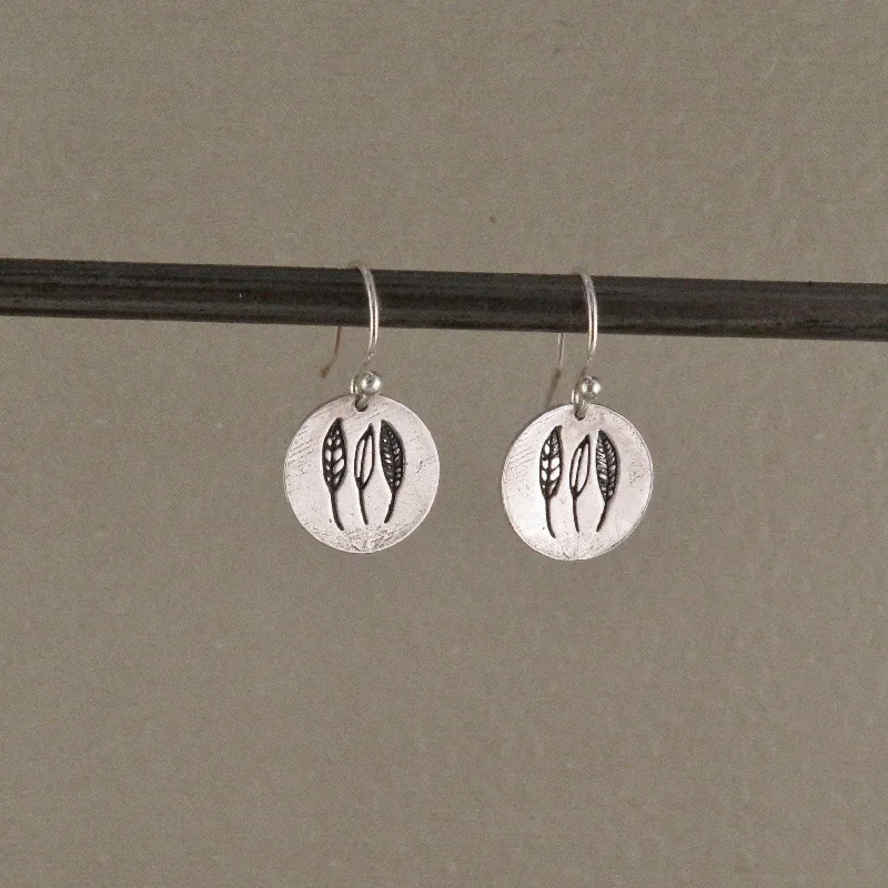 Etched Three Leaves Earrings