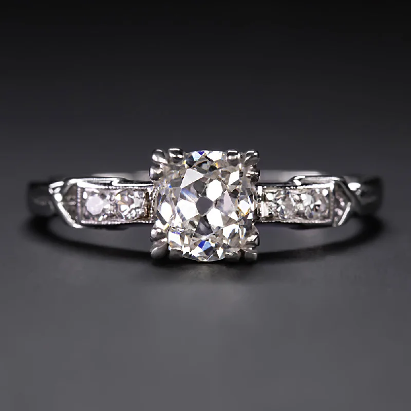 OLD MINE CUT DIAMOND .75ct ENGAGEMENT RING GIA CERTIFIED PLATINUM ANTIQUE ESTATE