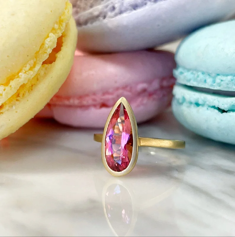 Pink Tourmaline Pear Ring