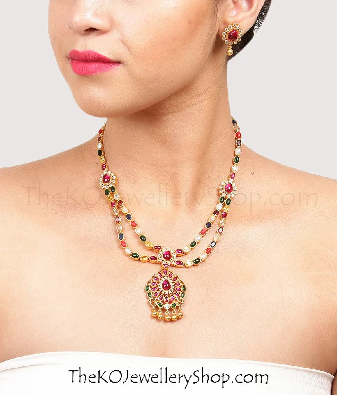 The Ksemya Silver Navratna Necklace