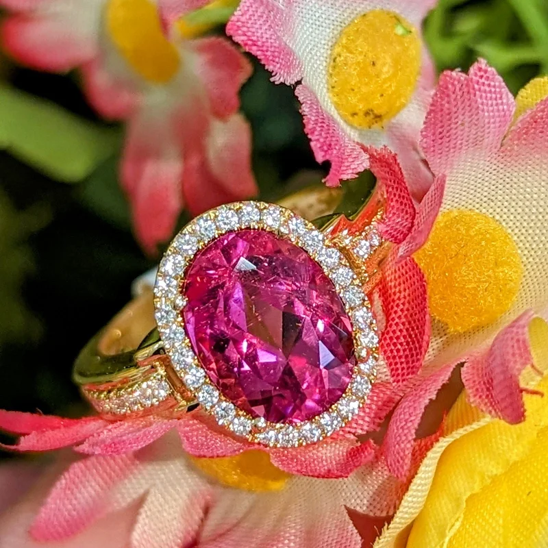 Pink Tourmaline Halo Ring