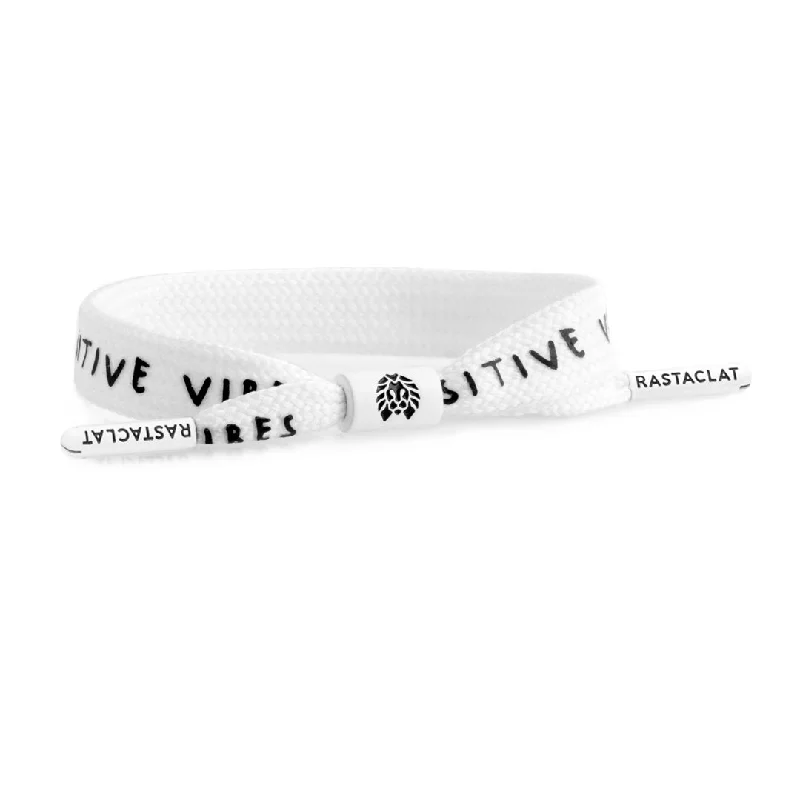 Rastaclat Original Hand Assembled White Positive Vibes Adjustable Single Lace Bracelet