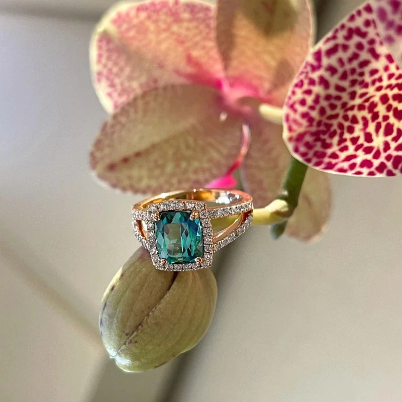 Teal Tourmaline Ring