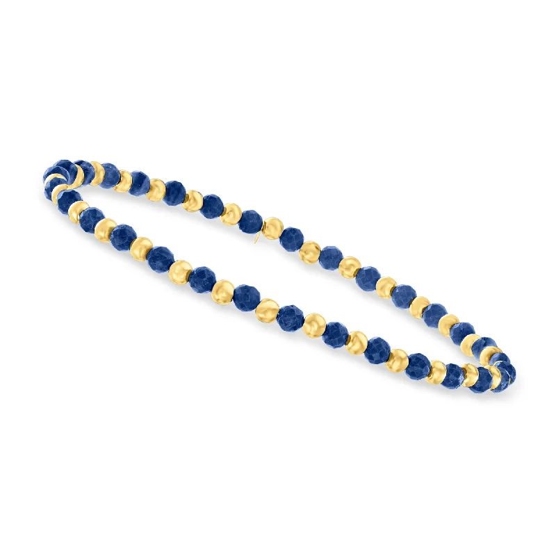 Canaria Sapphire Bead Stretch Bracelet With 10kt Yellow Gold