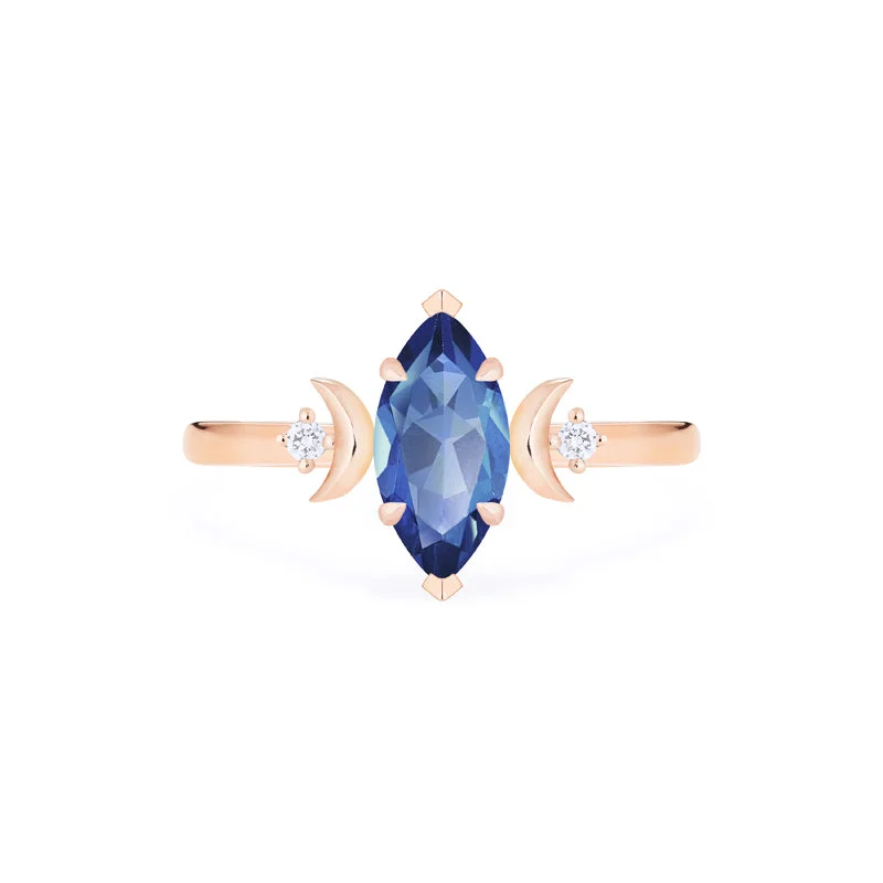 [Cressida] Moon Goddess Marquise Cut Ring in Lab Blue Sapphire