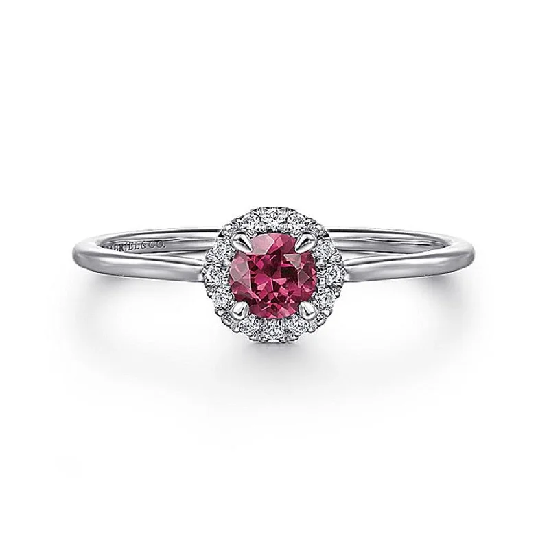 Gabriel Diamond Halo & Pink Tourmaline Ring