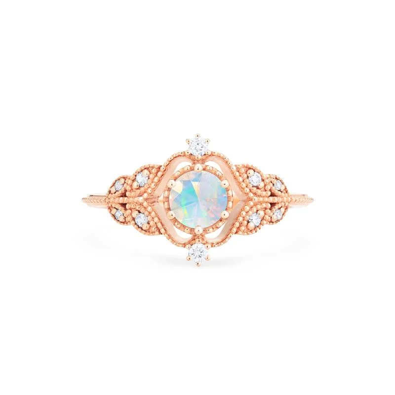 [Adeline] Vintage Rose Ring in Opal