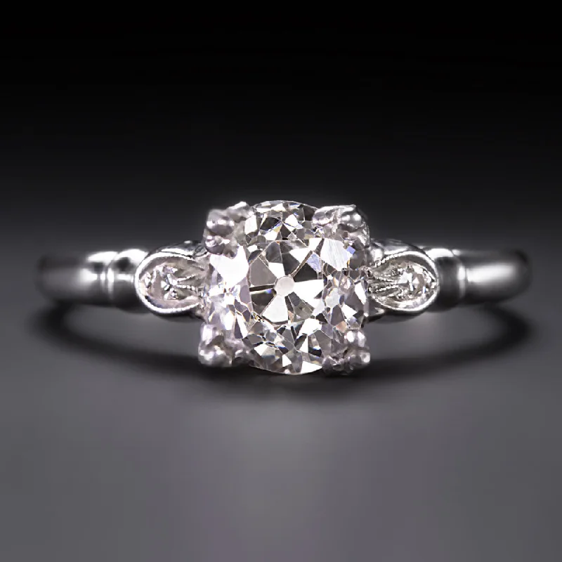 1.15ct VINTAGE DIAMOND ENGAGEMENT RING OLD MINE CUT PLATINUM CLASSIC ESTATE