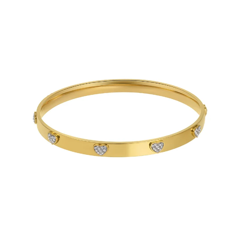 14k Gold Plated CZ Hearts Stacking Bangle