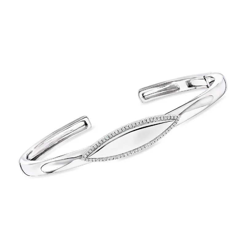 Ross-Simons Diamond Navette Cuff Bracelet in Sterling Silver