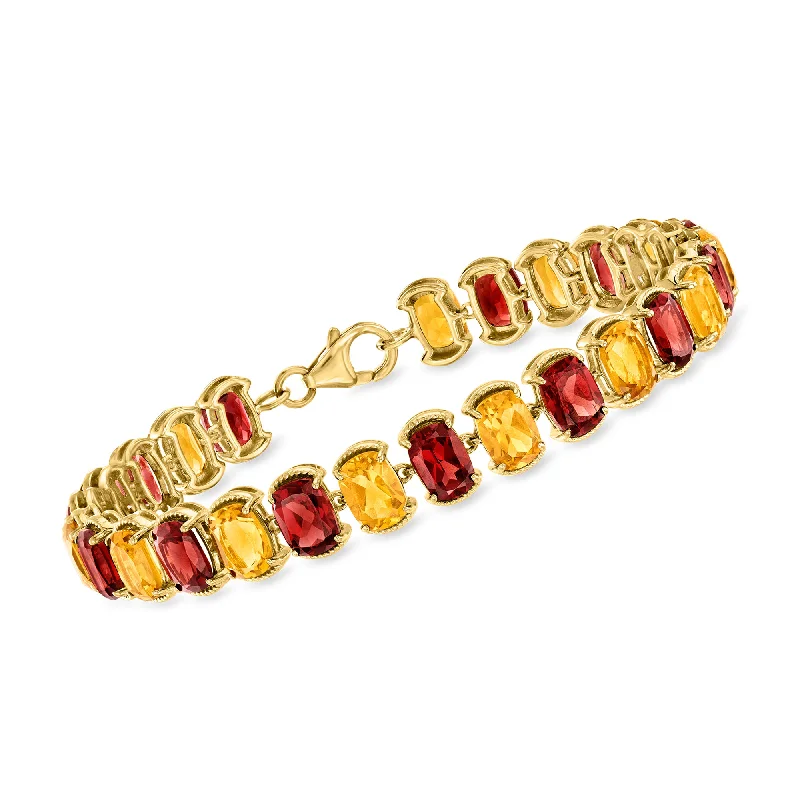 Ross-Simons Garnet and Citrine Bracelet in 18kt Gold Over Sterling