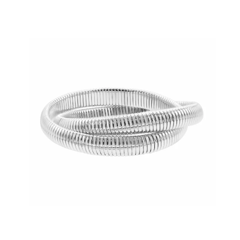 Sterling Silver Plated 2-Layer Omega Chain Bacelet