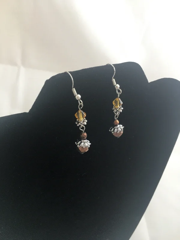 Earrings  Boho Citrine and Garnet Crystal Earrings   Sold