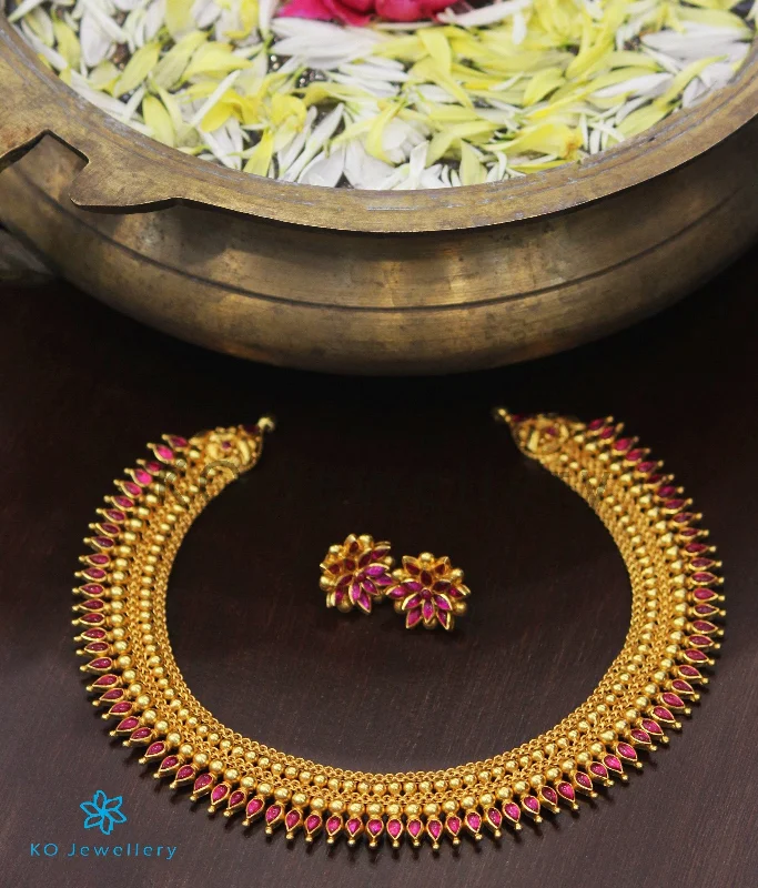 The Kamala Silver Kempu Necklace