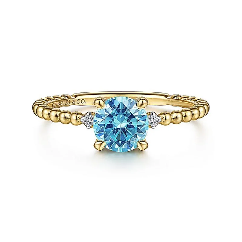 Gabriel Blue Topaz & Diamond Bujukan Beaded Ring