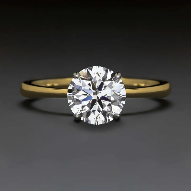 1ct LAB CREATED DIAMOND ENGAGEMENT RING CERTIFIED ROUND CUT TWO TONE SOLITAIRE