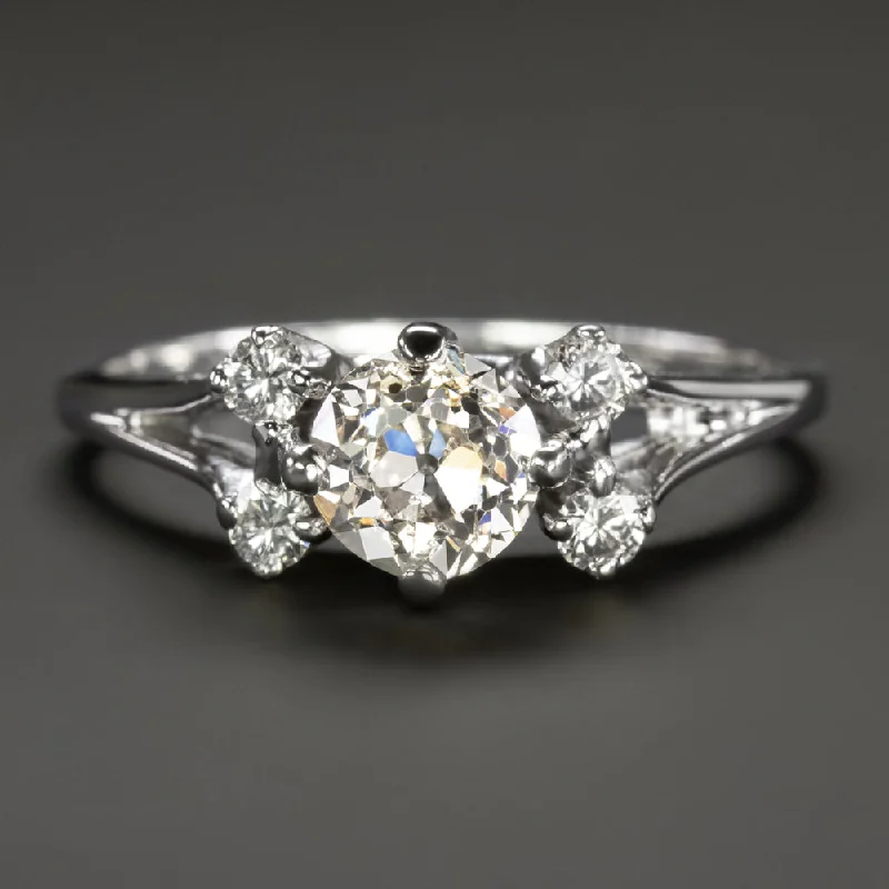 0.80ct OLD EUROPEAN CUT DIAMOND ENGAGEMENT RING VINTAGE RETRO COCKTAIL NATURAL