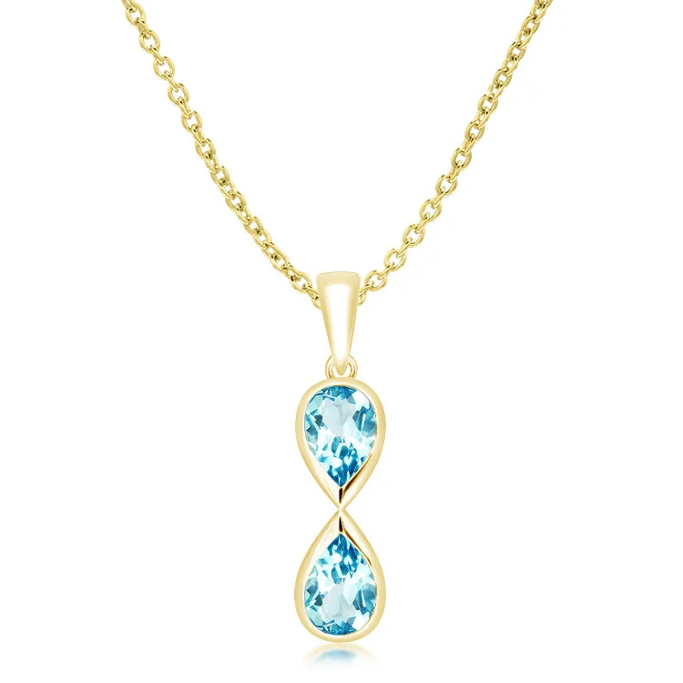 Unique & Co Gold Vermeil Blue Topaz Pendant Necklace