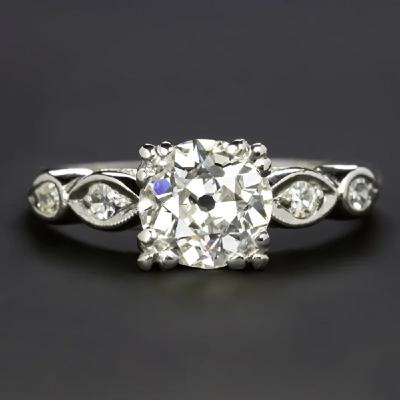 1.20c OLD EUROPEAN CUT DIAMOND ENGAGEMENT RING VINTAGE PLATINUM CERTIFIED ESTATE