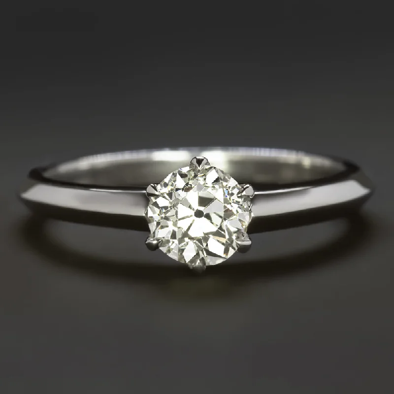 0.78ct VINTAGE DIAMOND ENGAGEMENT RING GIA CERTIFIED J VVS2 18k WHITE GOLD 3/4ct