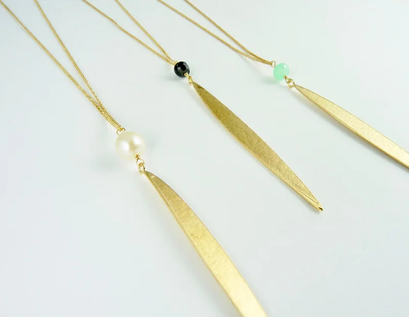 Single Lily Long Leaf Necklace