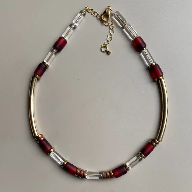 CST02 - Indian Glass Necklace - Red