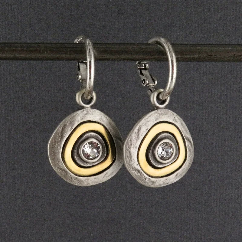 Mixed Metal Silver Medallion Hoop Earrings