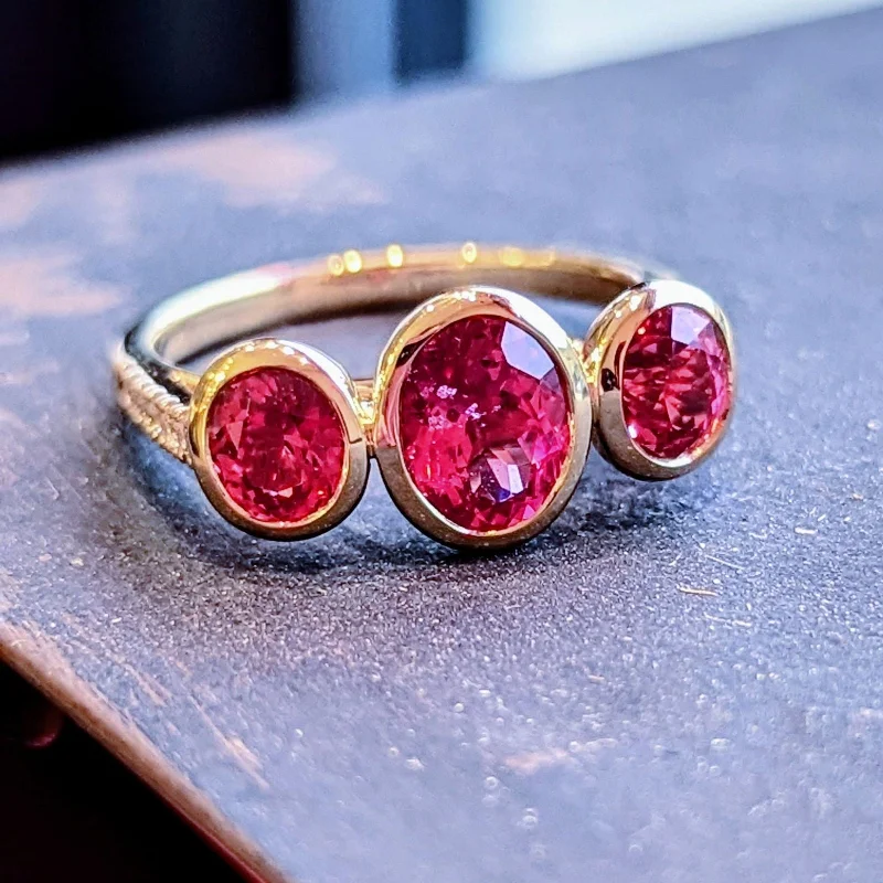 Mahenge Spinel Stackable 3-Stone Ring