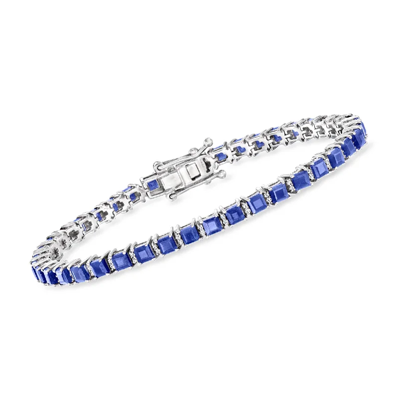 Ross-Simons Sapphire and . Diamond Tennis Bracelet in Sterling Silver