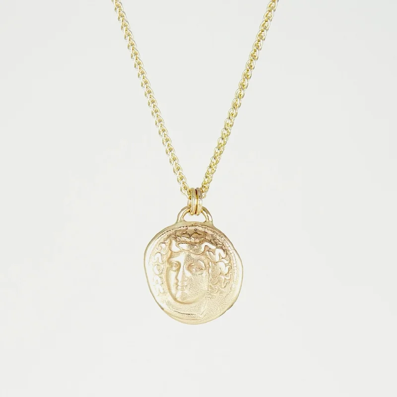 Solid Gold Larissa, Water Nymph Necklace, Ancient Greek Coin