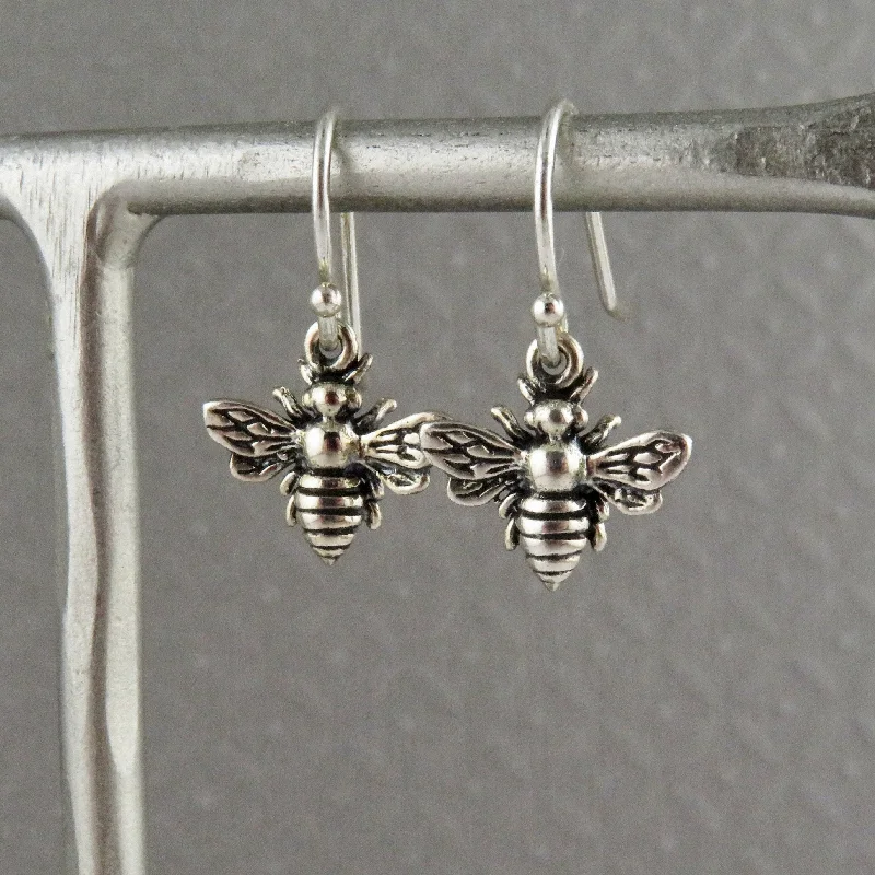 Small Sterling Bee Earrings