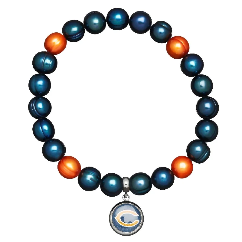 Chicago Bears Stretch Pearl Bracelet In Blue