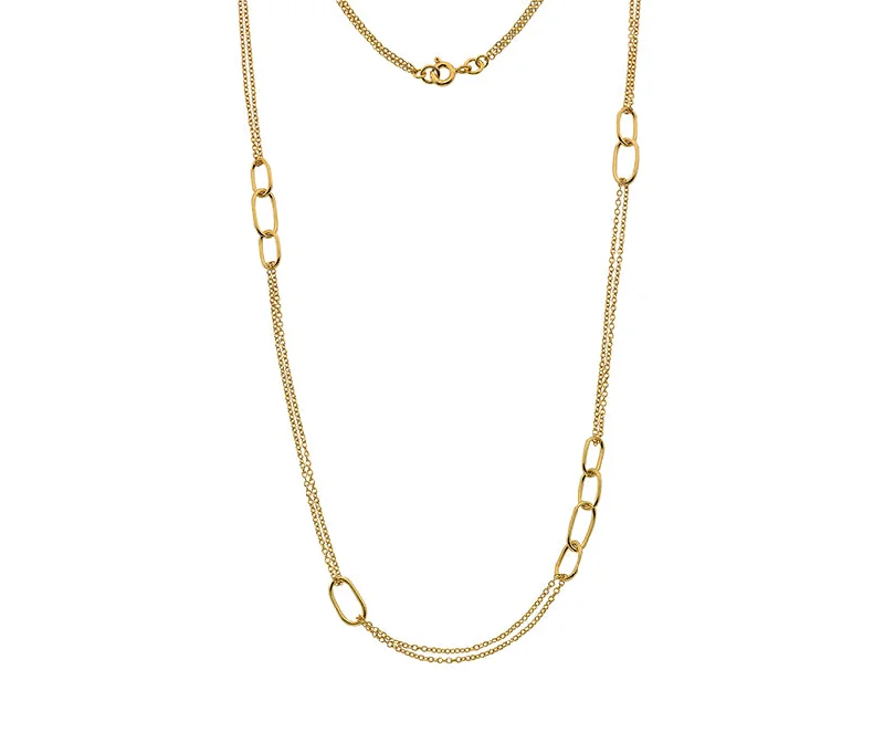 9ct Yellow Gold Oblong Station Necklace