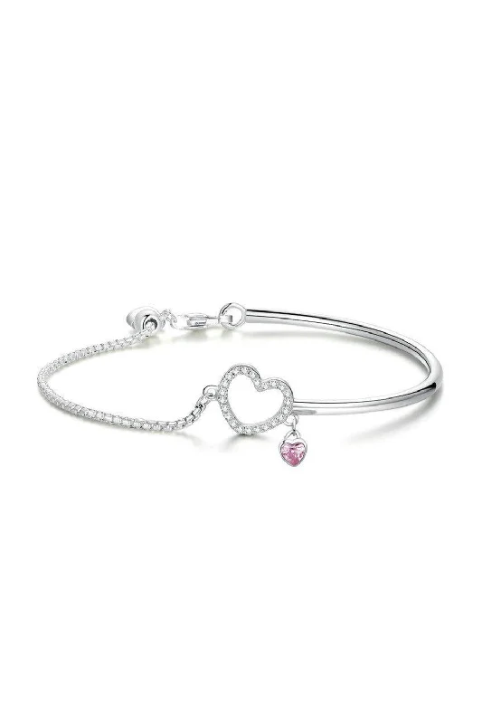 Heart Charm Bracelet in Sterling Silver