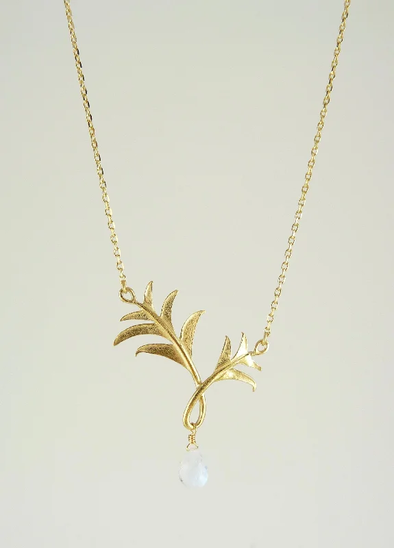 Paloma Palm Tree Necklace with Moonstone