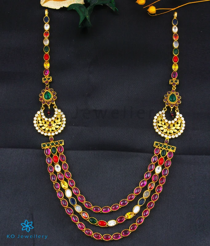 The Rituparna Silver Navaratna Necklace