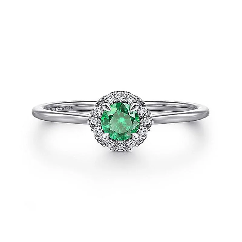 Gabriel 14K Emerald & Diamond Halo Ring