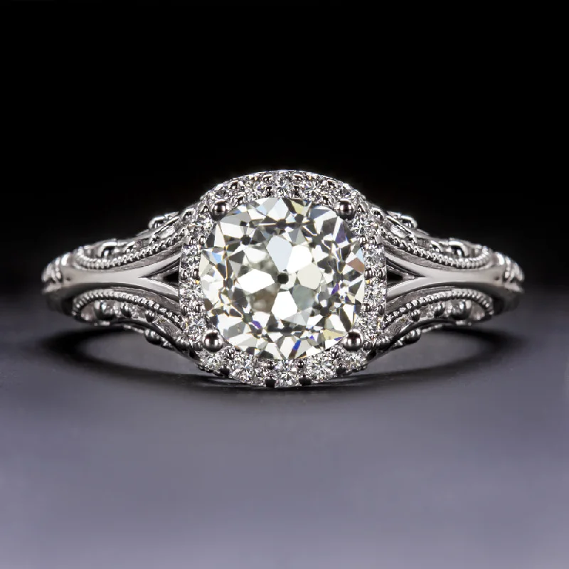 1.5 CARAT CERTIFIED J SI1 OLD EUROPEAN CUT DIAMOND ENGAGEMENT RING VINTAGE STYLE