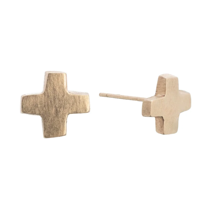 Small gold cross earrings