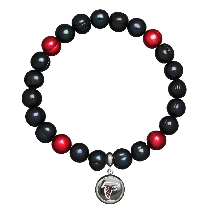 Atlanta Falcons Stretch Pearl Bracelet In Black