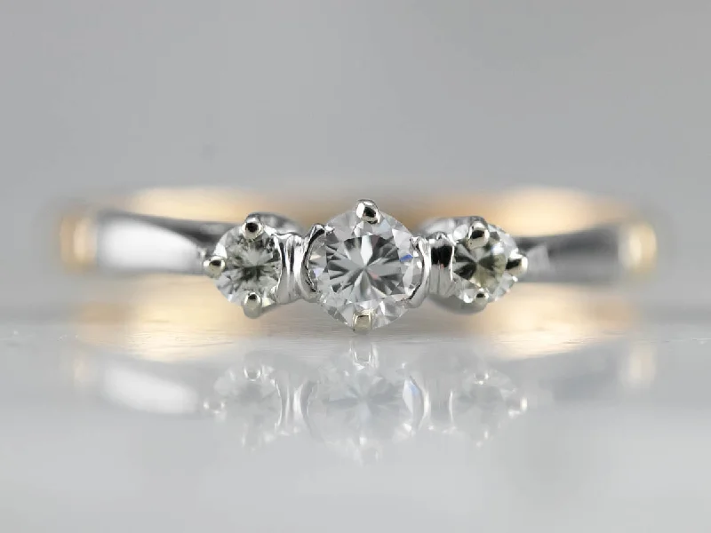 Retro Era Two Tone Diamond Engagement Ring