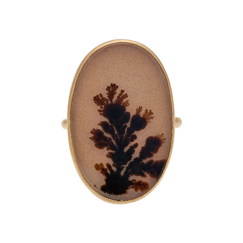 Gabriella Kiss 18k Large Oval Branch Dendrite Agate Ring