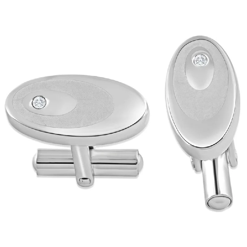 Men's Stainless Steel Oval Polished 10.5mm Cufflink