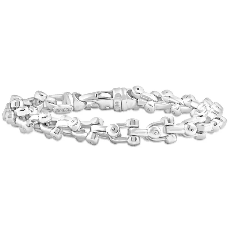 Men's Polished Steel Clasp 9.5mm Flexible Link  8.5 " Bracelet