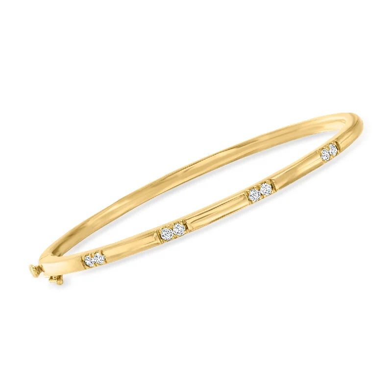 Ross-Simons Diamond Station Bangle Bracelet in 18kt Gold Over Sterling