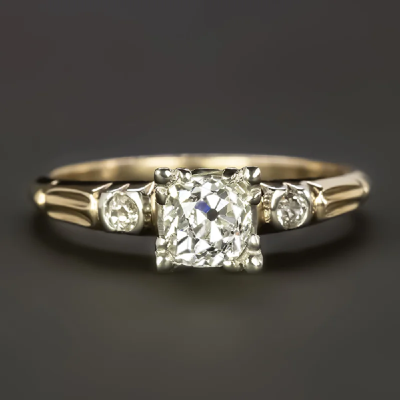 0.65ct OLD MINE CUT DIAMOND ENGAGEMENT RING GIA CERTIFIED VINTAGE YELLOW GOLD